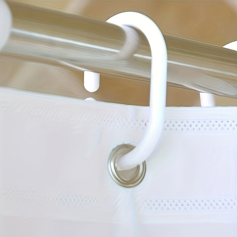 Water-Resistant Polyester Tropical Leaf Bath Liner with Hooks for Bathroom Decor