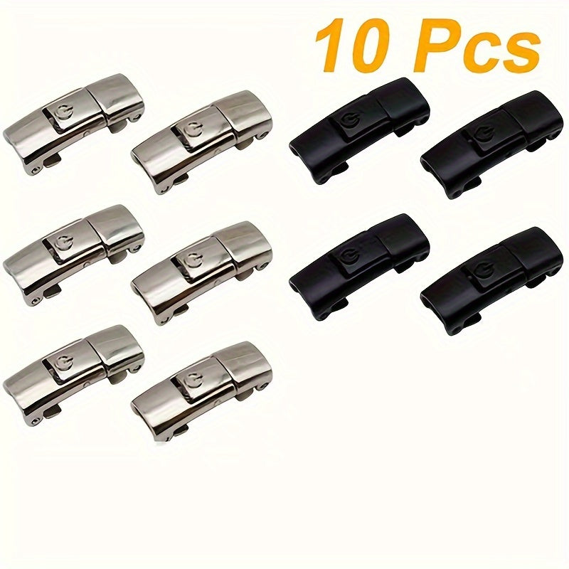 10-Pack Metal Shoelace Buckles Quick Release Lock Clips No-Tie Lace Adjusters