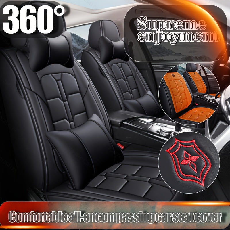 Полные чехлы на автомобильные сиденья для седанов и внедорожников на 5 мест Искусственная кожа Устойчивая к пятнам Легко очищается