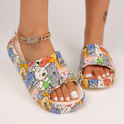 Women's Cartoon Animal Print Slides Soft EVA Cushioned Summer Comfort