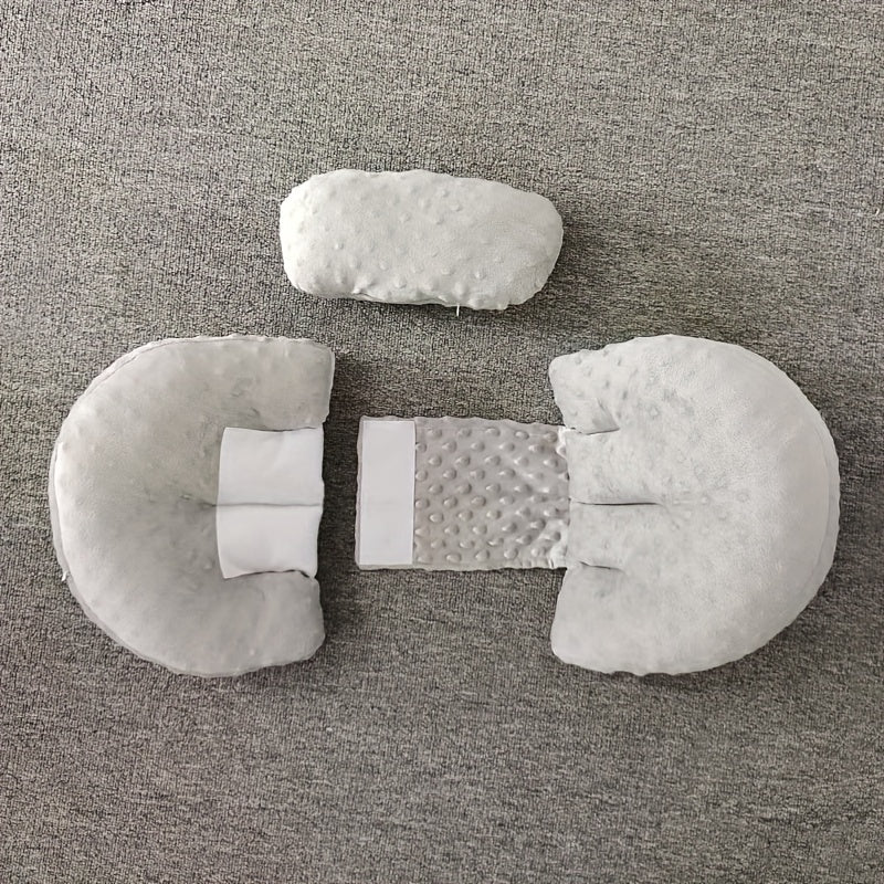 MiiYoung tomonidan Maternity Pillow - Yumshoq Beanie Velvet, Yon va Qorin bilan Uslubda Yotish uchun Belni Qo'llab-quvvatlash uchun U-Shaklida, Polyesterdan tayyorlangan