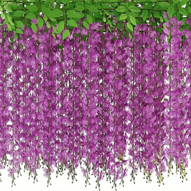 Artificial Wisteria Garland 182.88cm Faux Purple Vine Flowers for Outdoor Home Decor