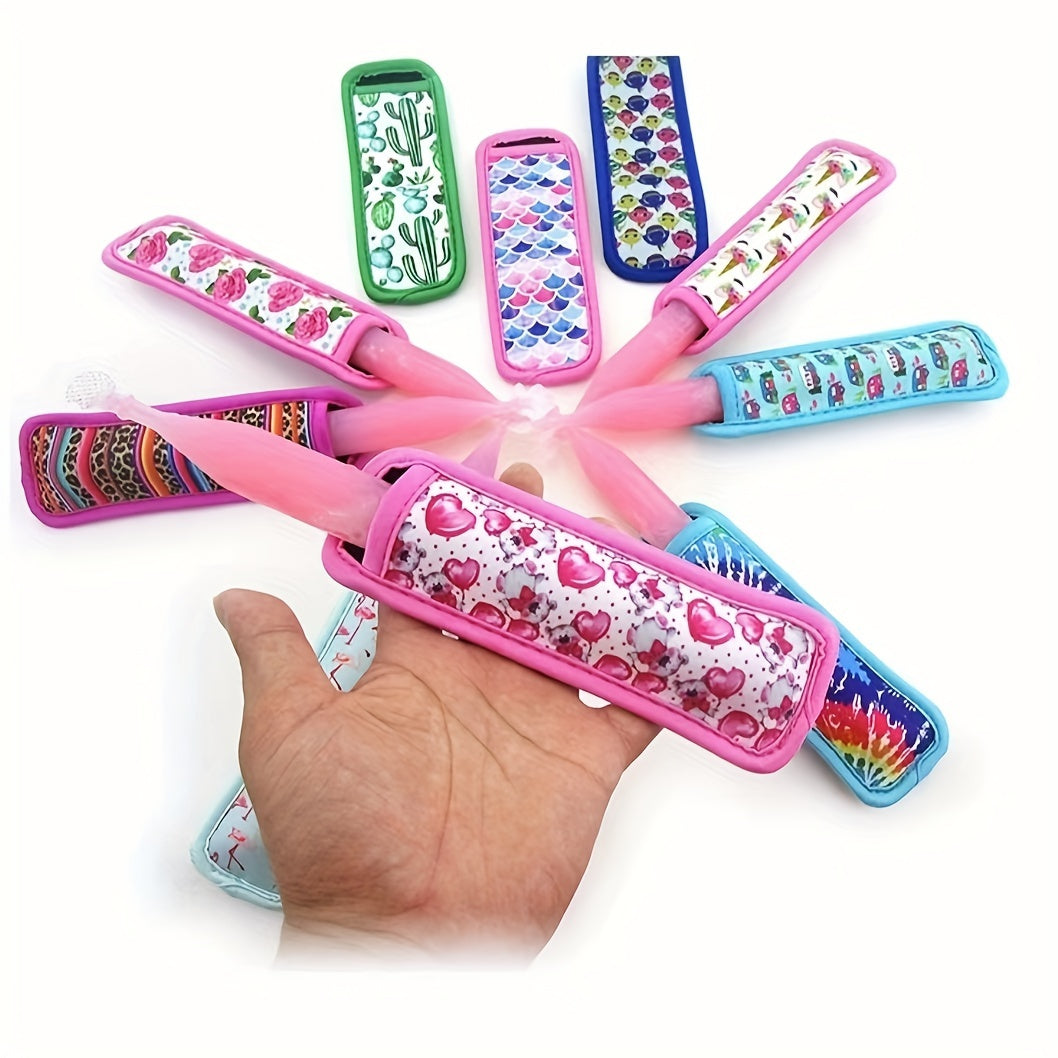 Set of 2 Reusable Neoprene Ice Pop Holder Bags Food-Safe Kitchen Accessories