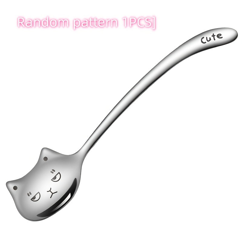 Stainless Steel Cat Spoon with Long Handle for Coffee Tea Dessert Gift