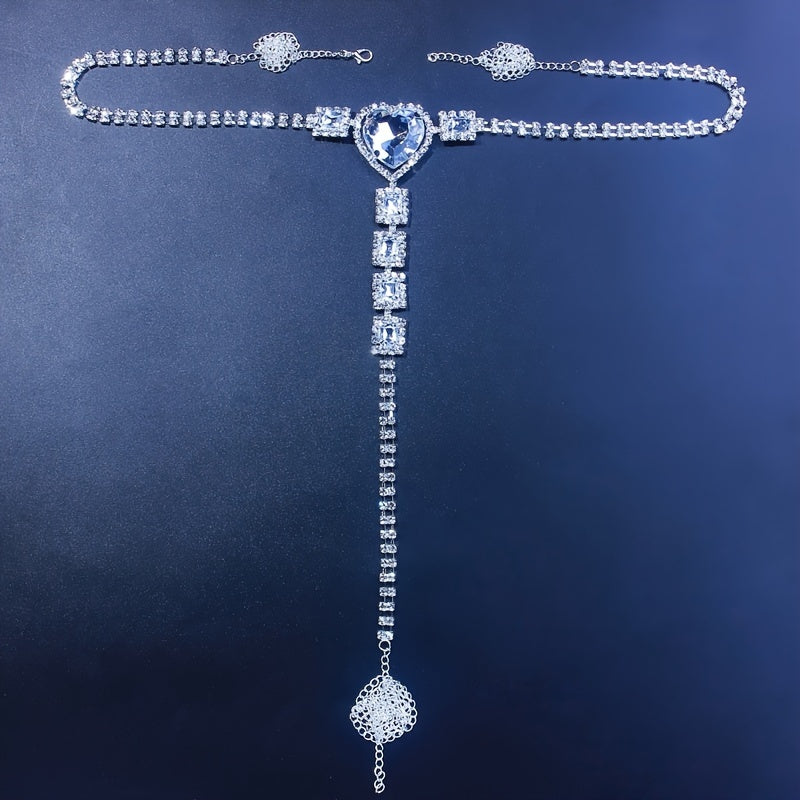 Популярная Т-образная цепочка для тела с стразами и блестящими трусиками для любителей сексуальной моды