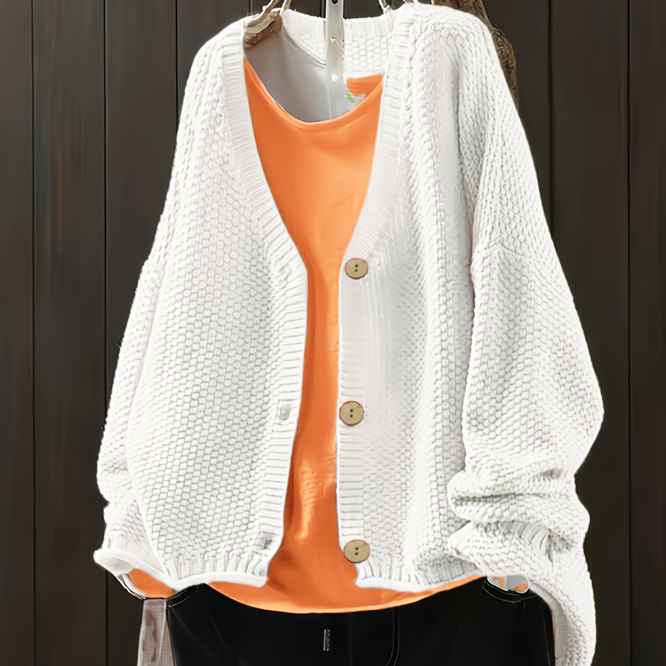 Plus Size Knit Cardigan Women Long Sleeve Button Fall Winter Casual