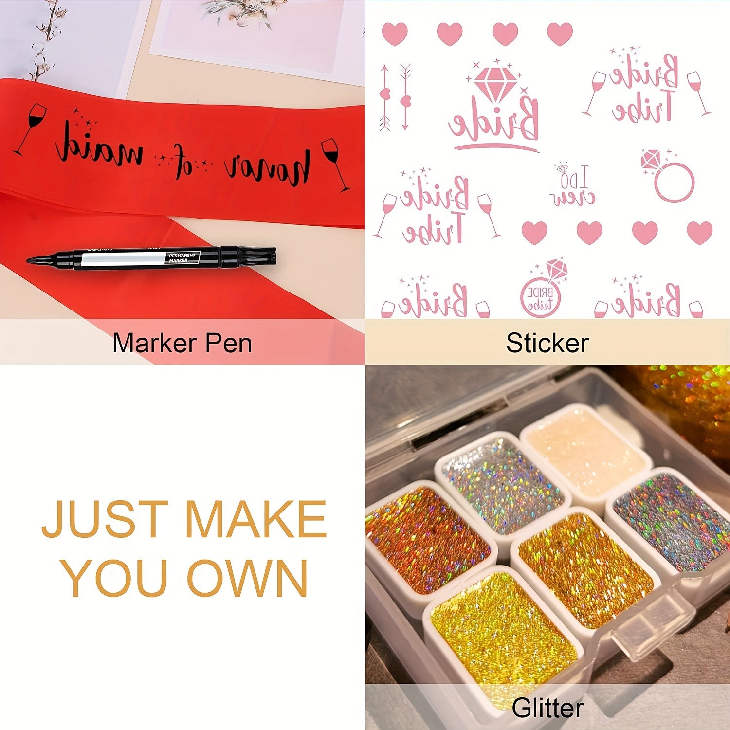 Set of 6 Satin Ribbon Belts for Weddings Birthdays Graduations and DIY Projects in Solid Colors