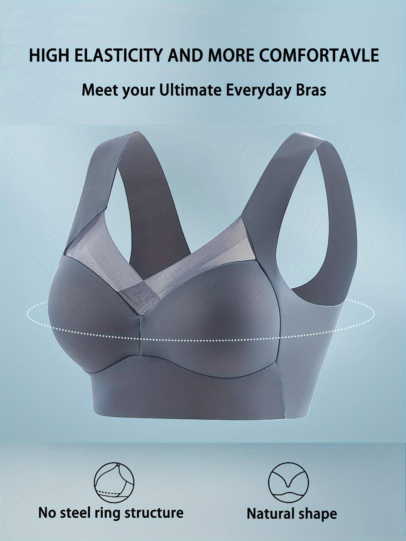Women's Breathable Solid Color Vest Bra Underwear Without Steel Ring