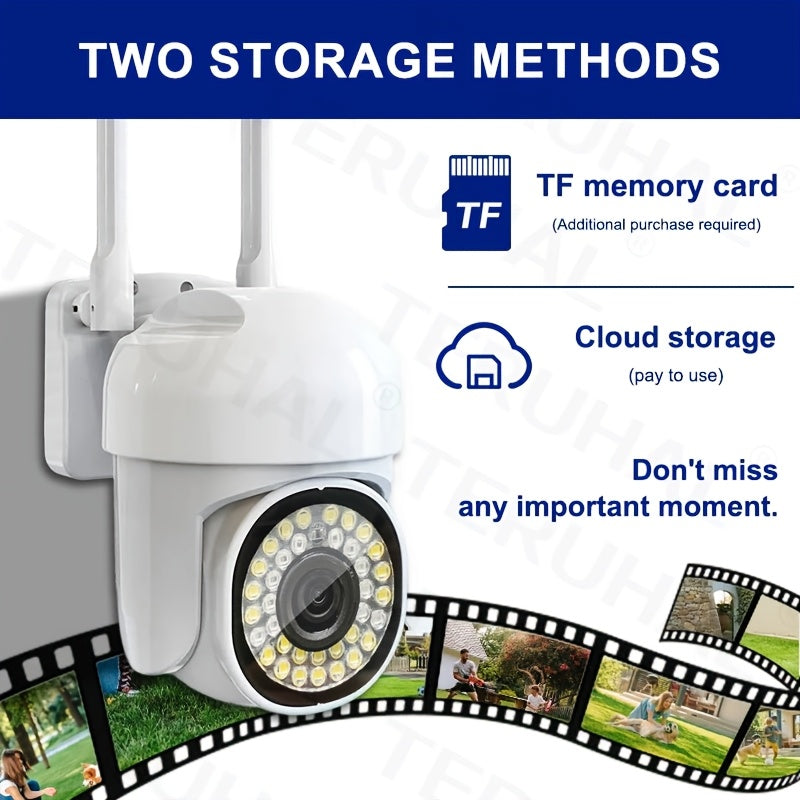 2MP WiFi Xavfsizlik Kamerasi PTZ Avtomatik Kuzatuv, Kechqurun Ko‘rish, Ikki Yo‘nalishli Audio, 355° Pan, 1080p