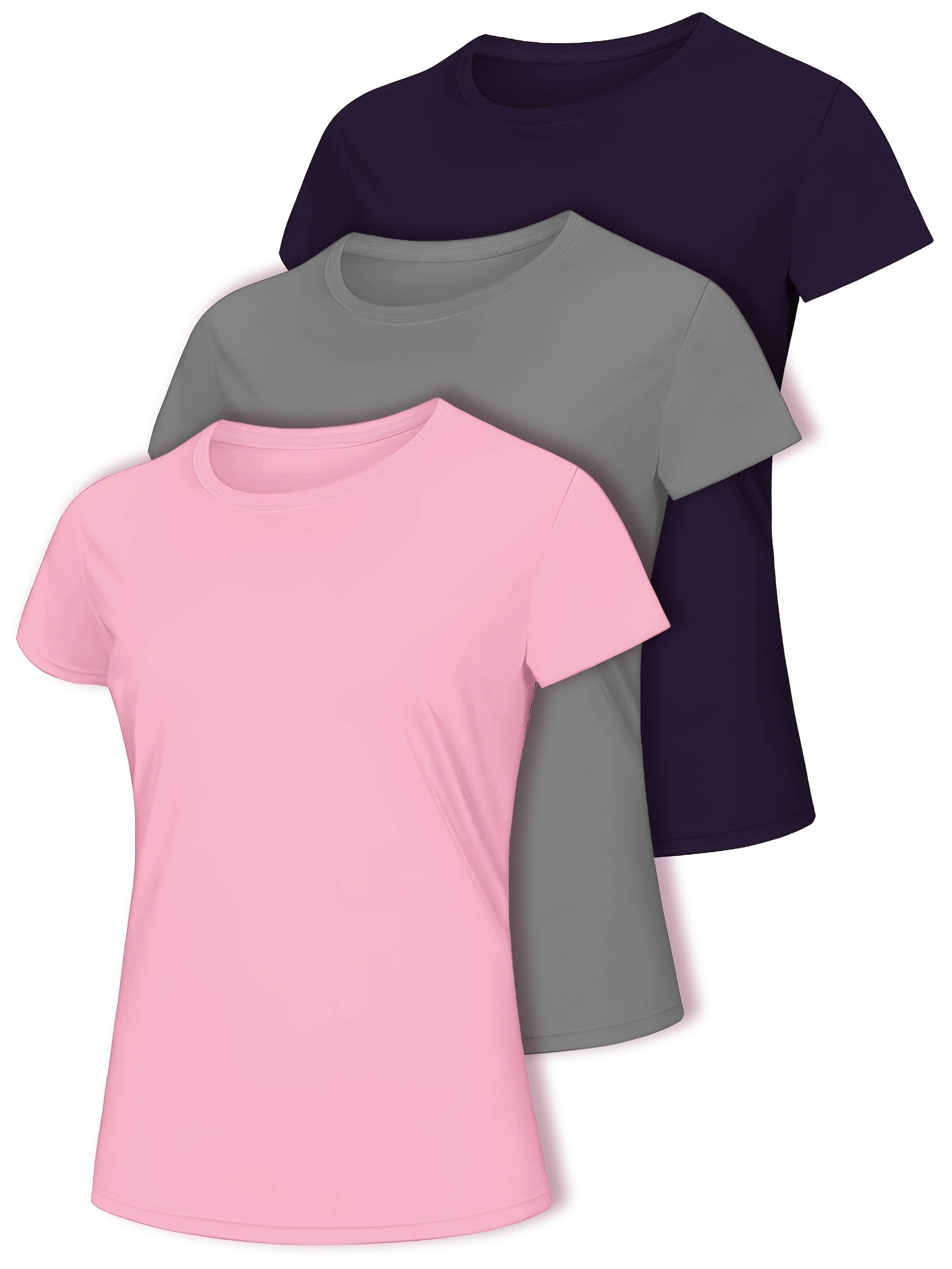 Women's Plus Size Round Neck T-Shirts Yoga Clothes Casual Tops Pack of 3 and 5