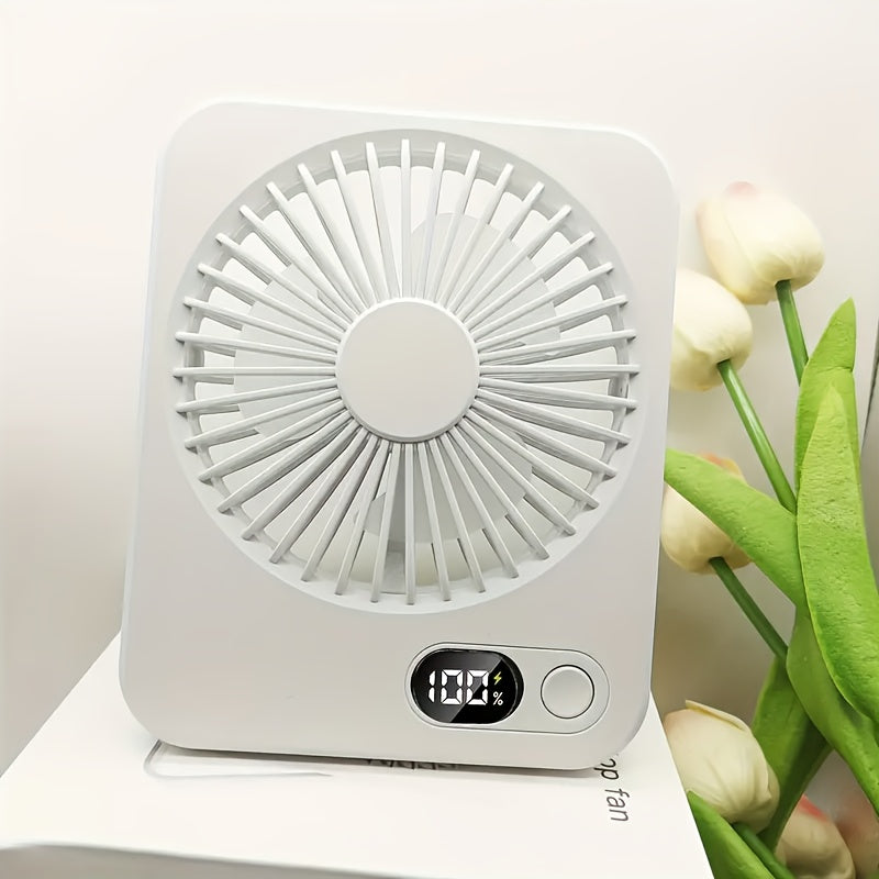 Portable Foldable Mini Desktop Fan with USB Rechargeable Battery and 5-Speed Control