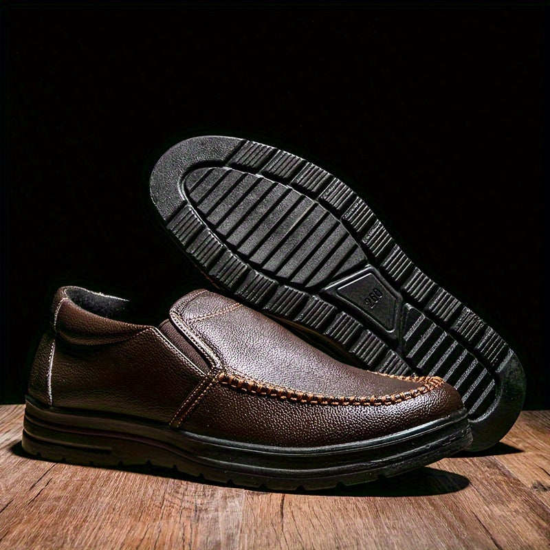 Men's Black Slip-On Loafers Business Casual Dress Shoes All-Season Comfortable Office Formal