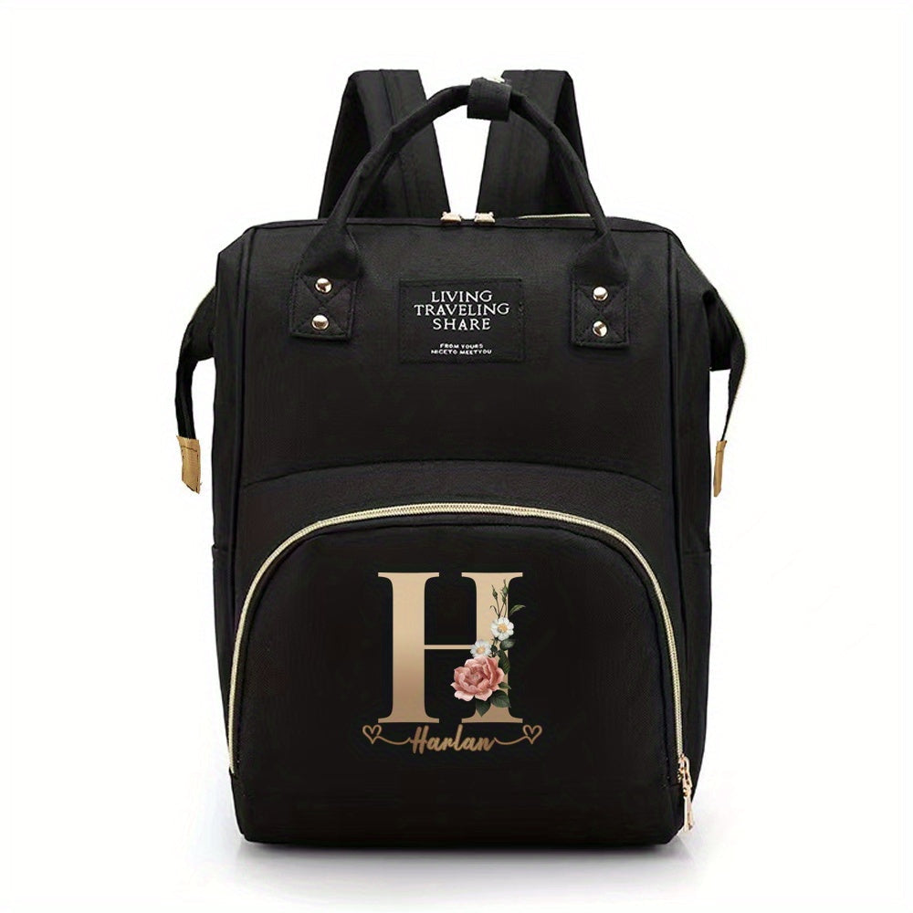 Personalized Mommy Diaper Bag with Custom Initials, Oxford Cloth, Generous Storage