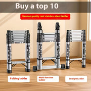 Stainless Steel Telescopic Ladder with Folding Design and Bamboo Joints