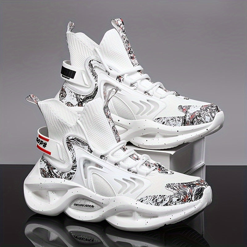 Men's Mesh Canvas High Top Sneakers for Outdoor Sports Casual Style