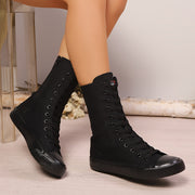 Women's White Casual Sneakers Flat Lace-Up Zipper Comfort Shoes