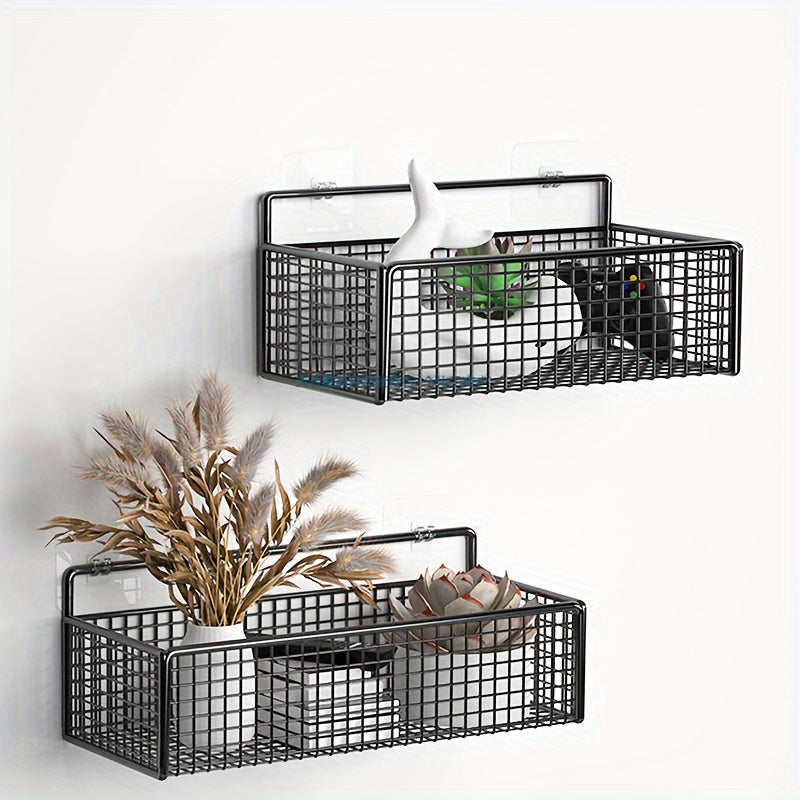 Shower Caddy Wall-Mounted with Cast Iron Mesh Drain Rack Bathroom Organizer