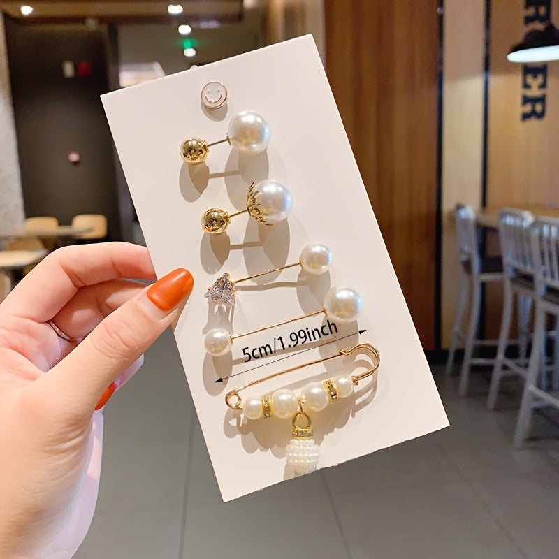 Women's Mini Brooch Pin with Pearl Embellishments for Sweaters Scarves Shawls