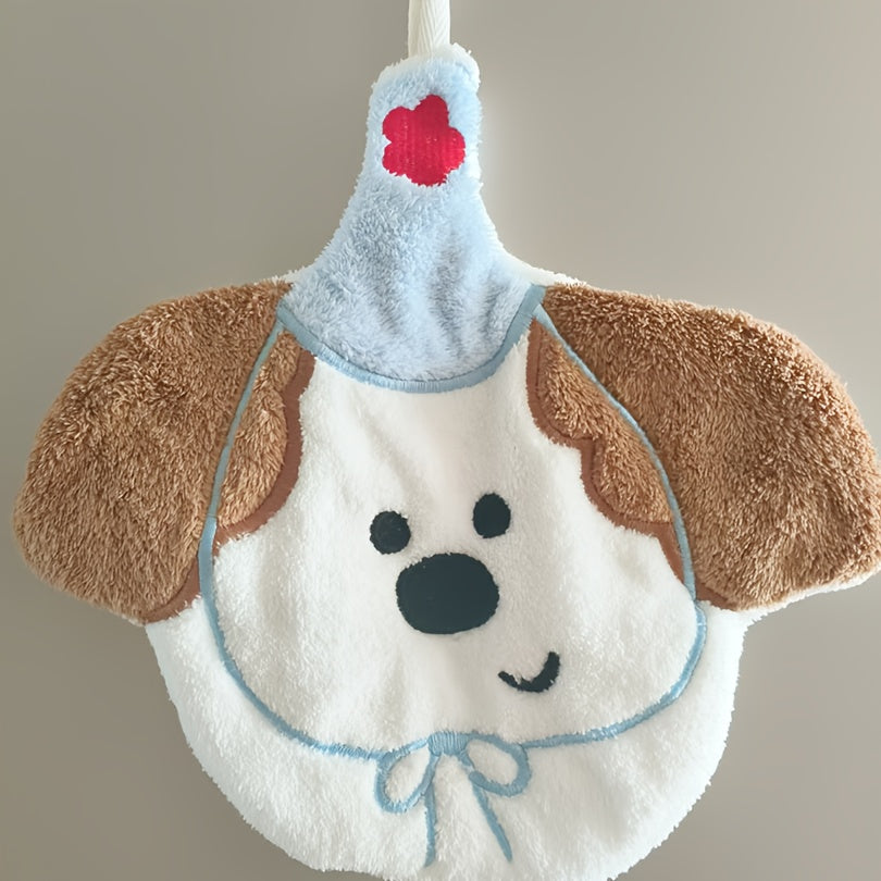 Coral Velvet Hand Towel with Hanging Loop Thick Absorbent Non-Shedding Kitchen Bathroom Use