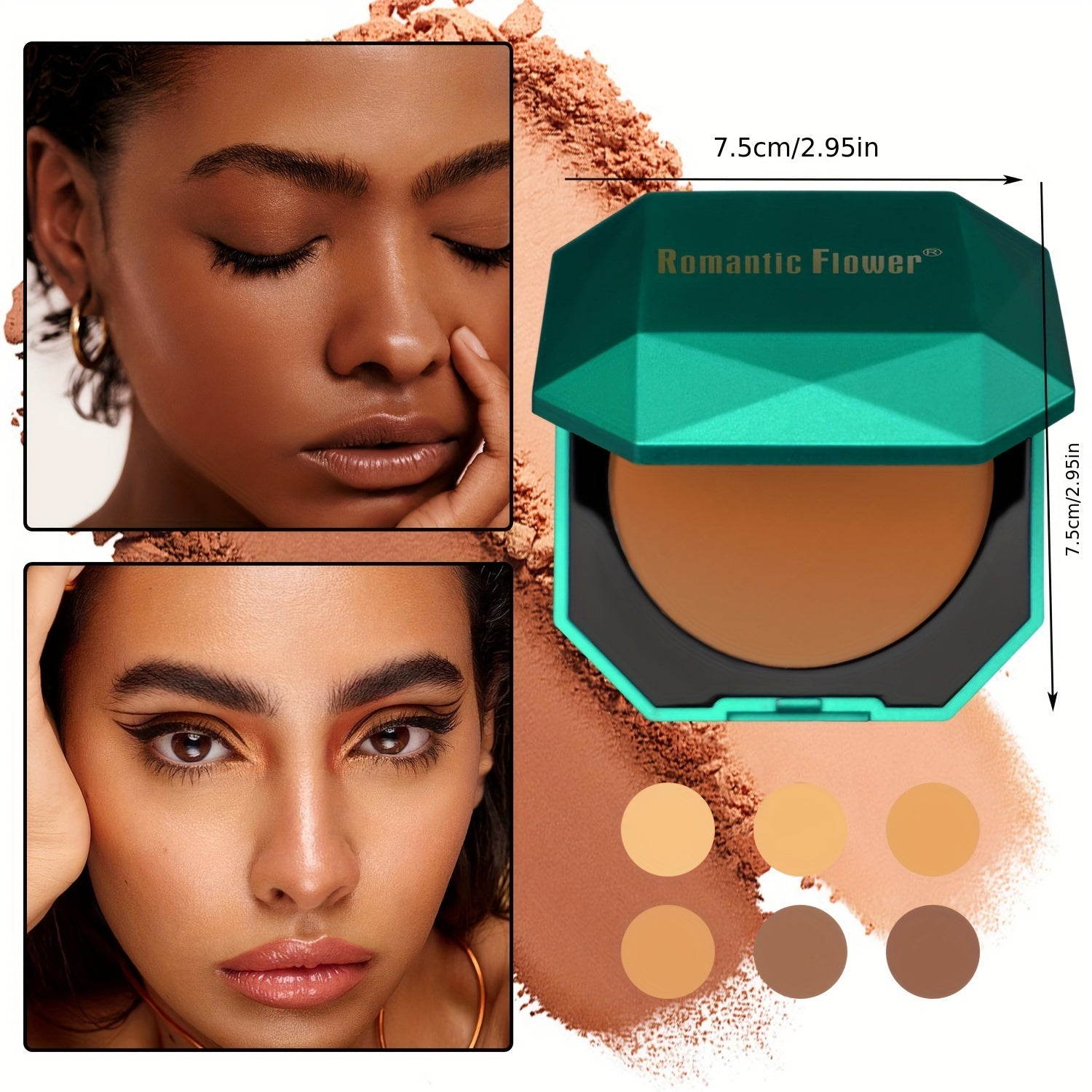 Polvo de contorno para mujer de 6 colores, mate oscuro, resistente al agua y al sudor