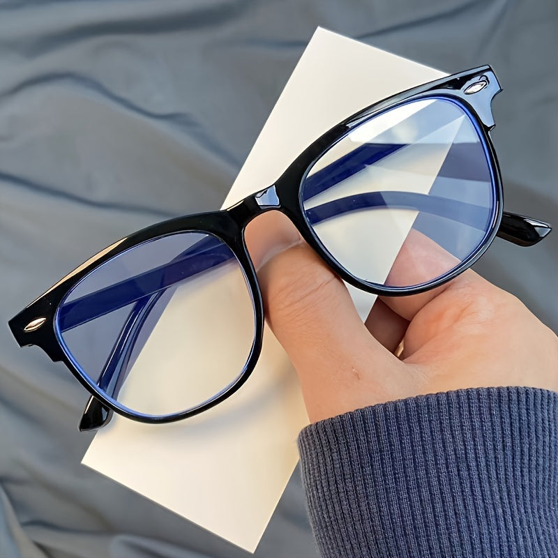 Square Blue Light Blocking Glasses with Black Frame and Blue Tinted Arms