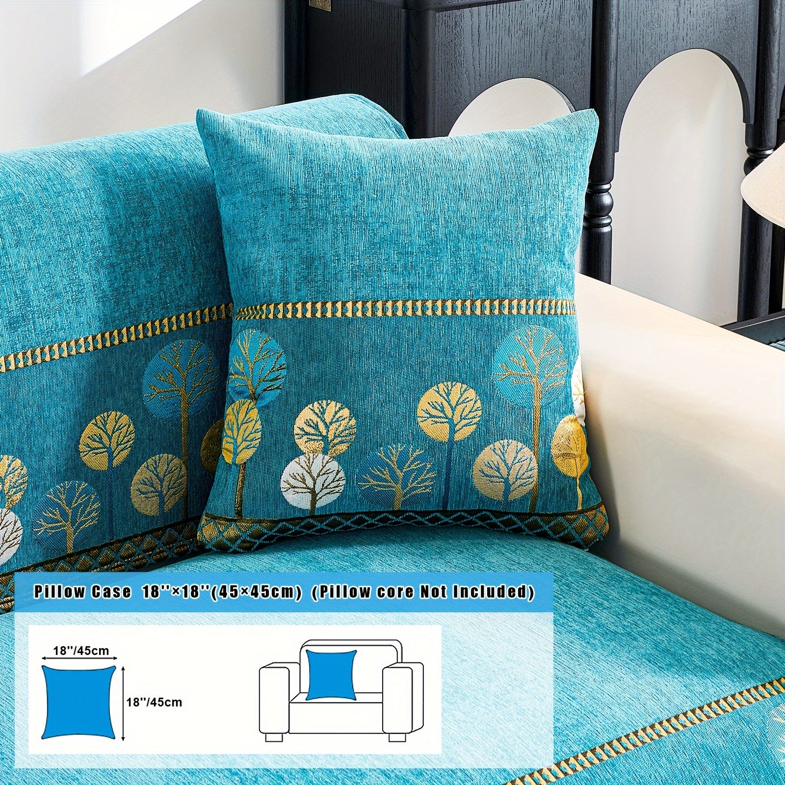 Chenille Sofa Slipcover with Geometric Embroidery Pet-Friendly Fabric for Home Decor