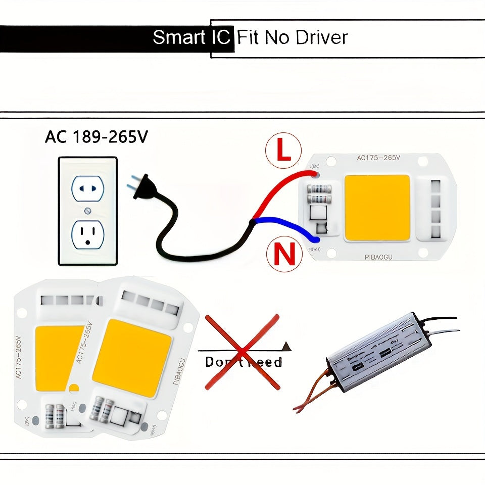 Indoor COB LED Floodlight 10W-50W Driverless Spotlamp for DIY Lighting