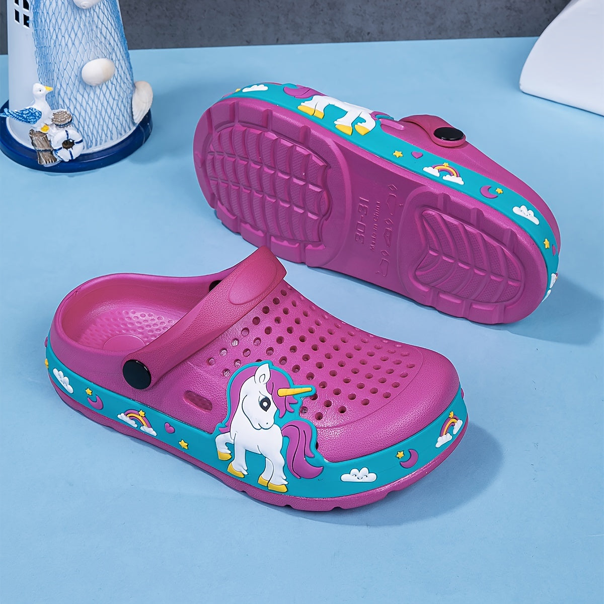 Girls' Summer Unicorn Slip-On Sandals Lightweight EVA Casual Beach Shoes