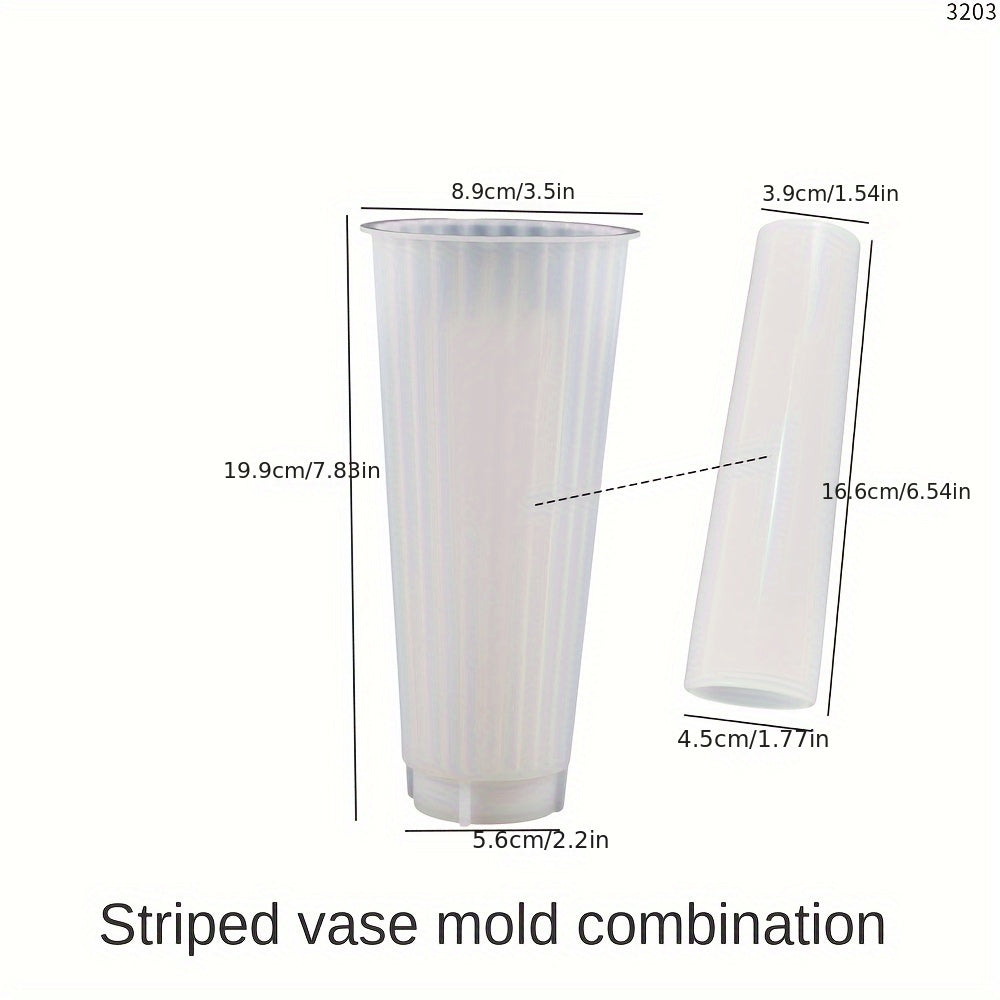 Silicone Mold for Making Striped Flower Vase Aromatherapy Candle Plaster Ornament Pen Holder Resin Decor