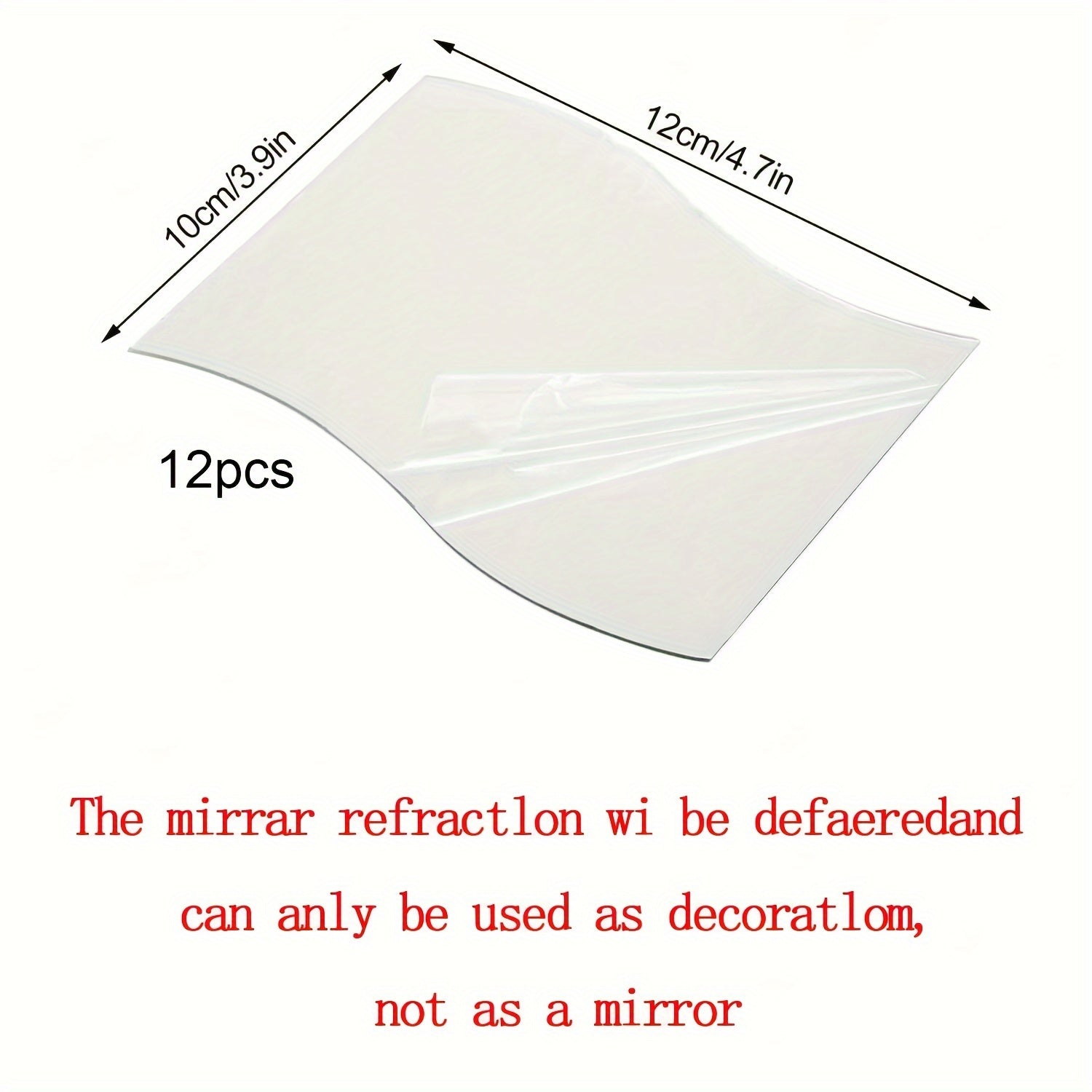 Irregular Mirror Wall Decal Sticker Self-Adhesive for Bedroom and Living Room 11.94cm x 9.91cm