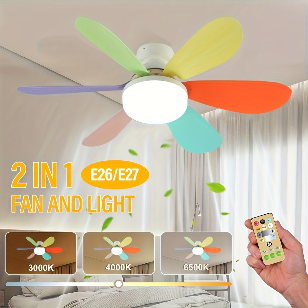 LED Smart Ceiling Fan Light with Remote Control, Timer, 6 Blades, Adjustable Brightness and Color Temperature