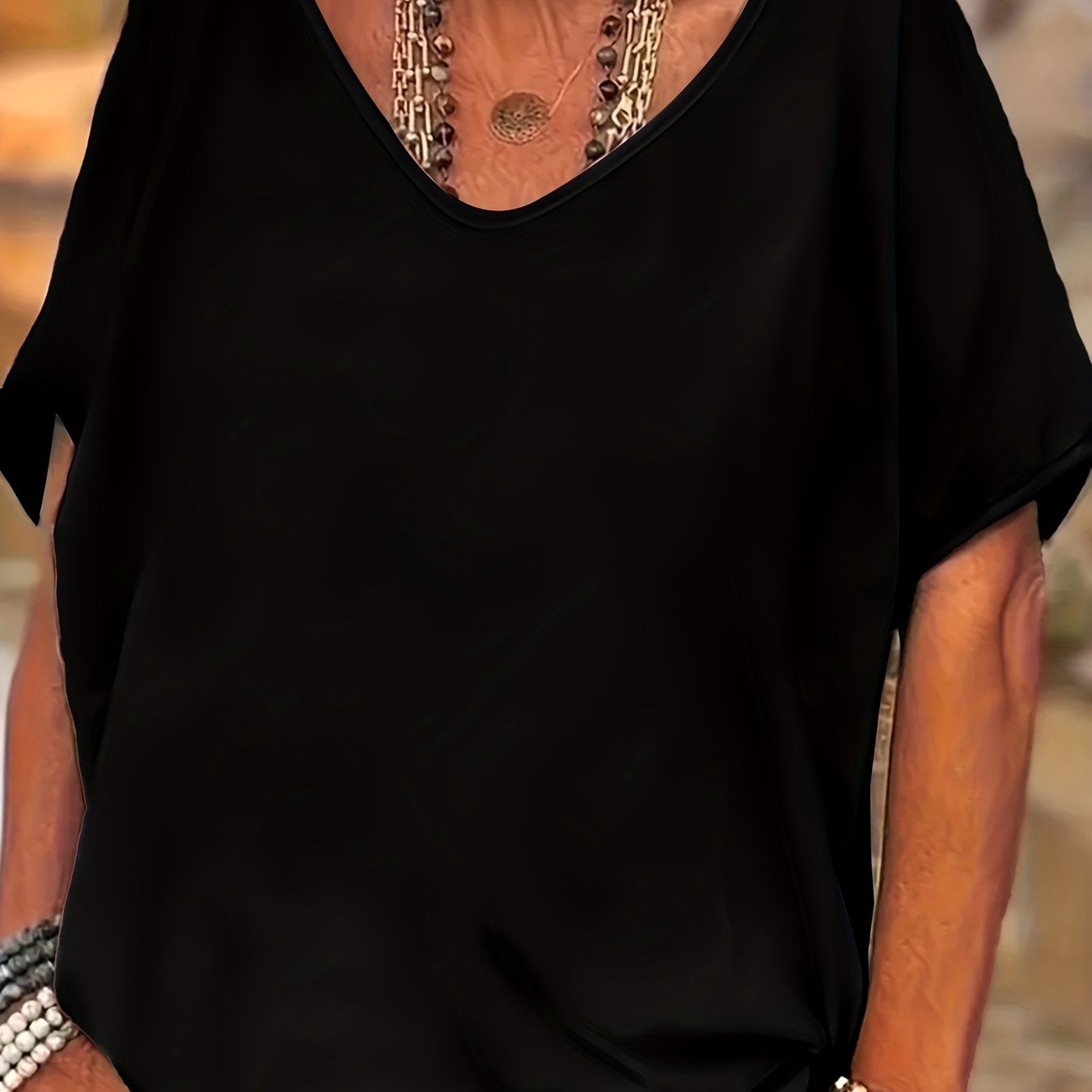 Plus o'lcham ayollar uchun keng fitli paxta T-shirt qisqa sleeve bir rangli kundalik ko'ylak