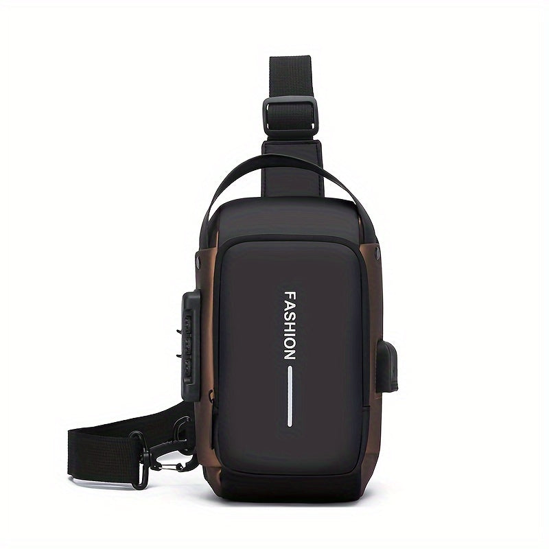 Men's Waterproof Oxford Crossbody Bag with Phone Pocket for Daily Commute and Motorcycle Use