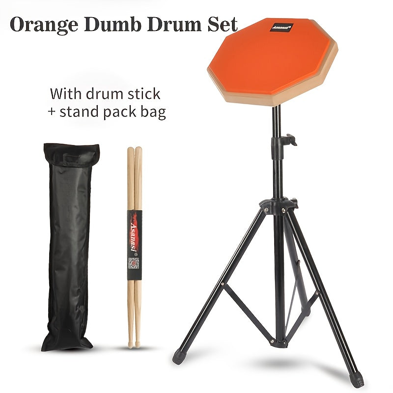 8 Inch Rubber Wooden Drum Practice Set with Durable Bracket