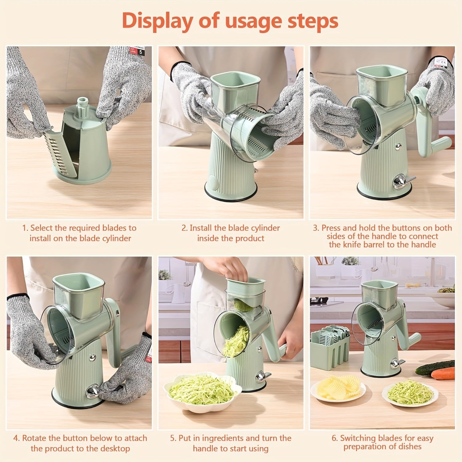 Multi-Functional 5-in-1 Vegetable Slicer with Grater Dicer Shredder and Storage