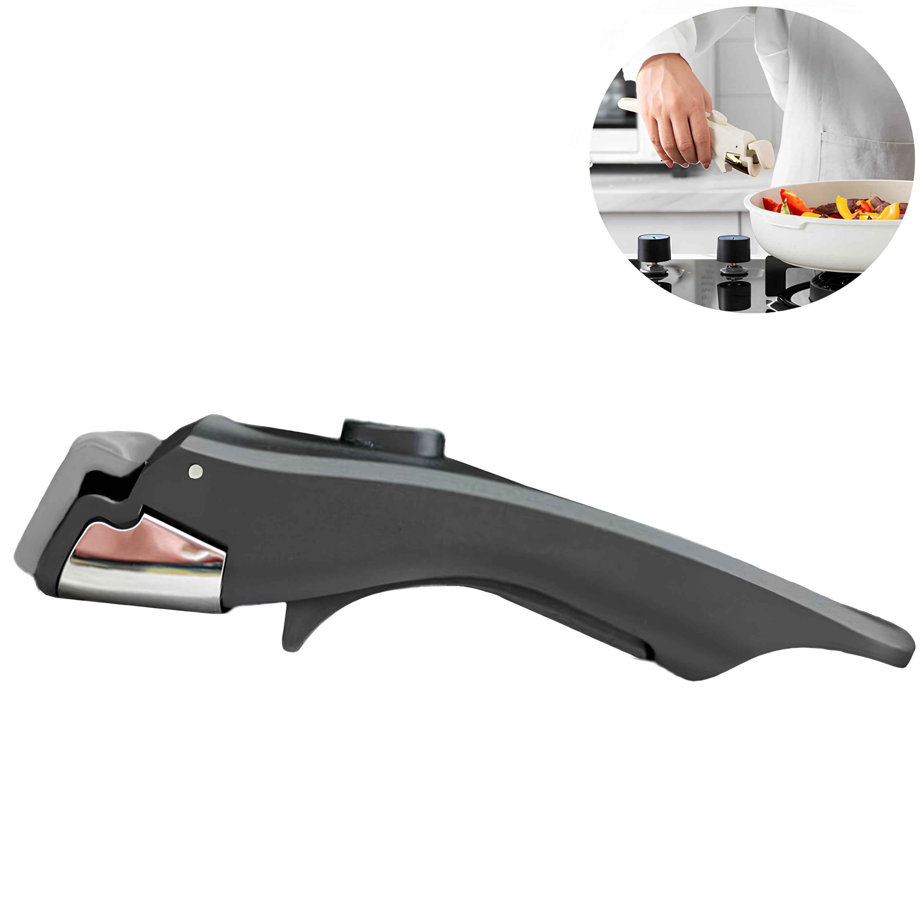 Mango removible para sartenes antiadherentes duradero con agarre fácil de clip, accesorio de cocina