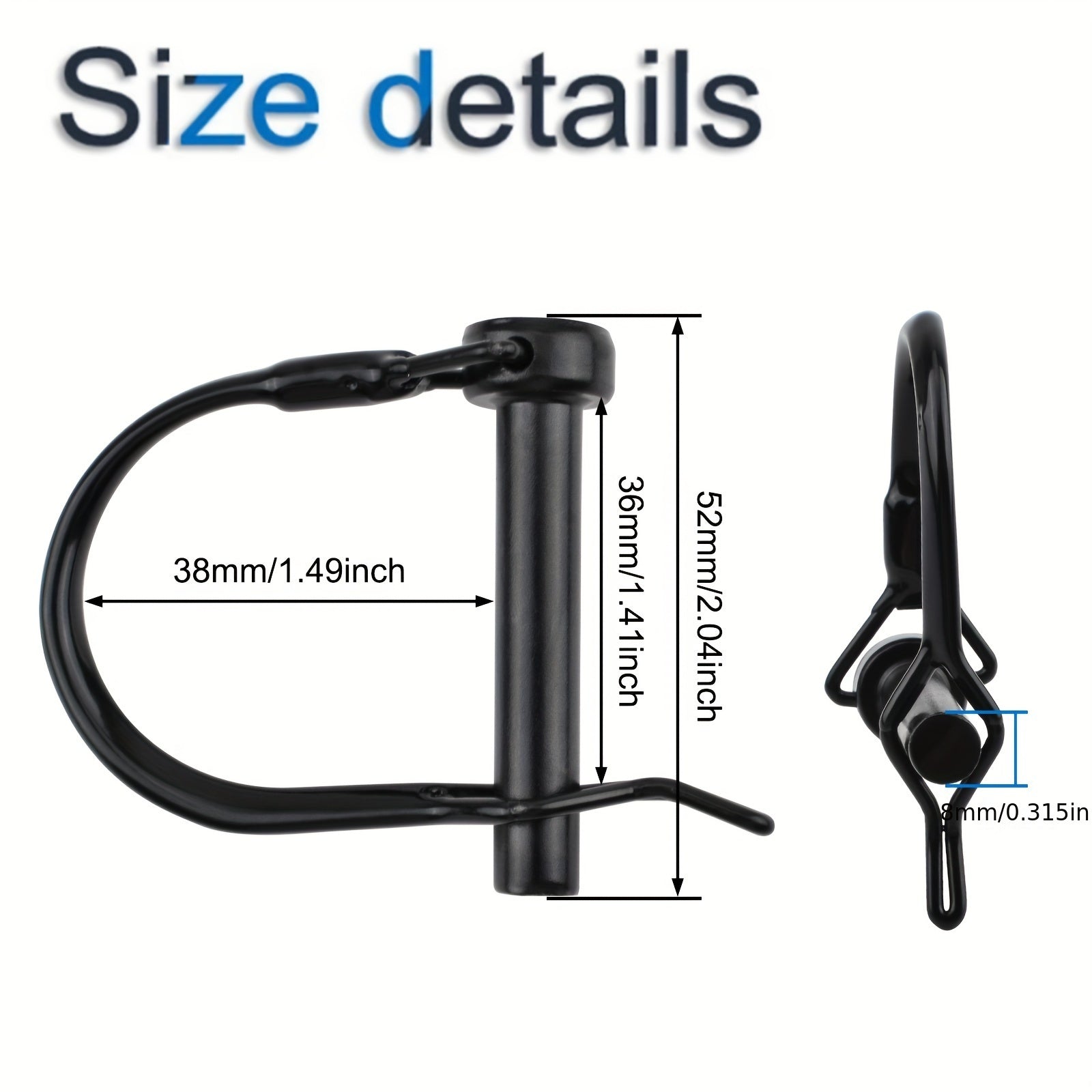 Juego de 4 pasadores de bloqueo de acero al carbono de 8mm para remolques, agricultura, césped, jardín, acoplamiento de seguridad