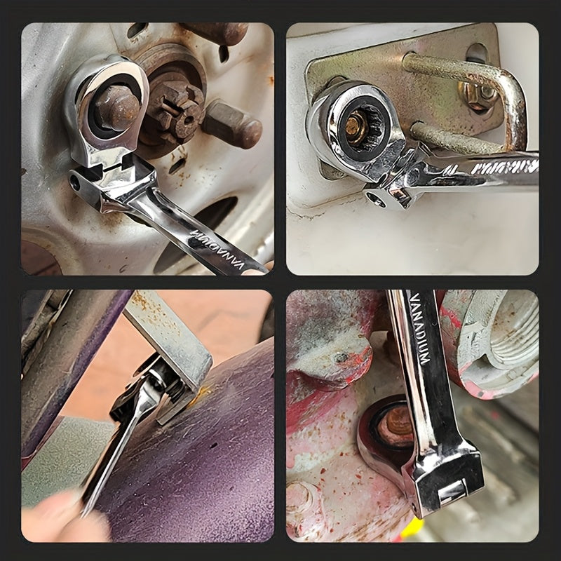 12pcs Ratchet Wrench Set Adjustable Dual-Head for Cars Bikes and Home