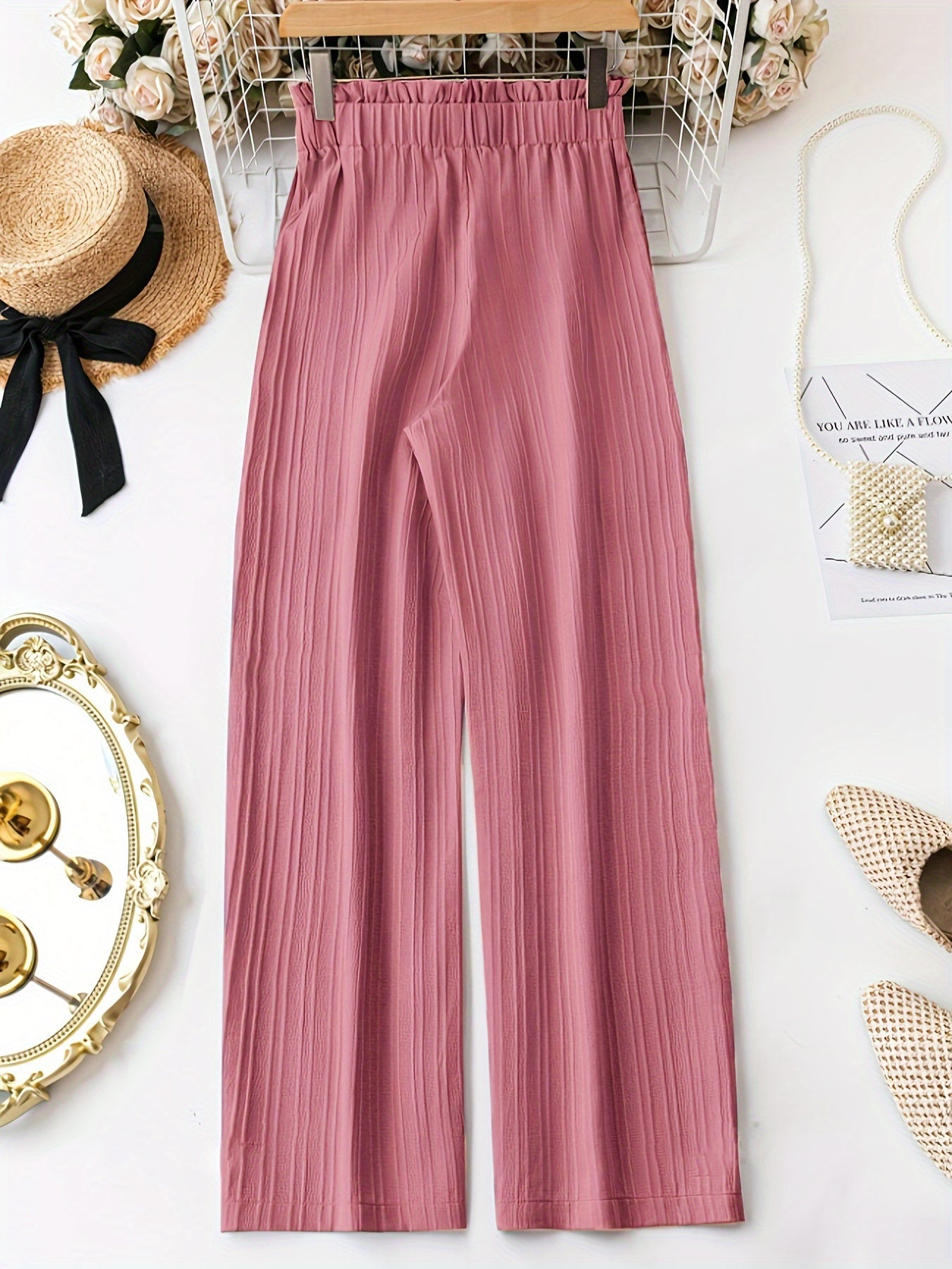 Women Plus Size Lightweight Heart Pattern Casusal Straight Leg Pants