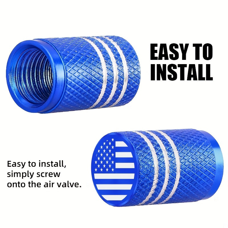 5pcs Patriotic American Flag Aluminum Alloy Tire Valve Caps Leak-Proof Corrosion-Resistant