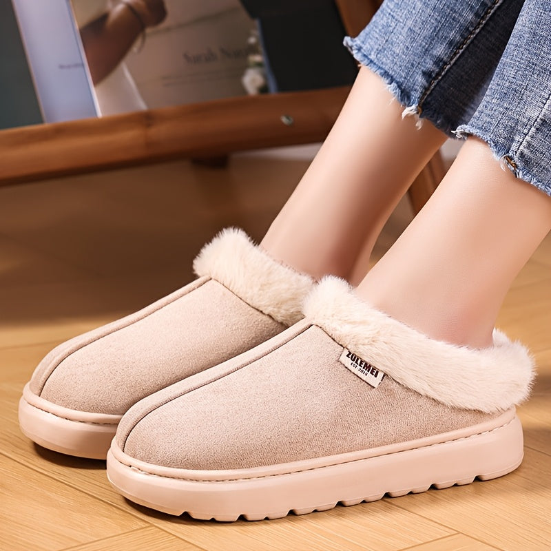 Unisex Warm Plush Collar Casual Home Shoes for Couples