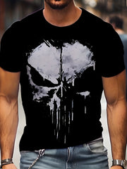 Men's Plus Size Crew Neck Short Sleeve T-Shirt with Skull Pattern 3D Print Polyester Casual
