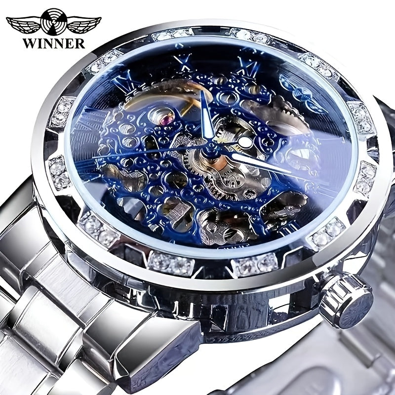 Men's Mechanical Watch Luxury Business Hollow Dial Alloy Strap Waterproof 30m