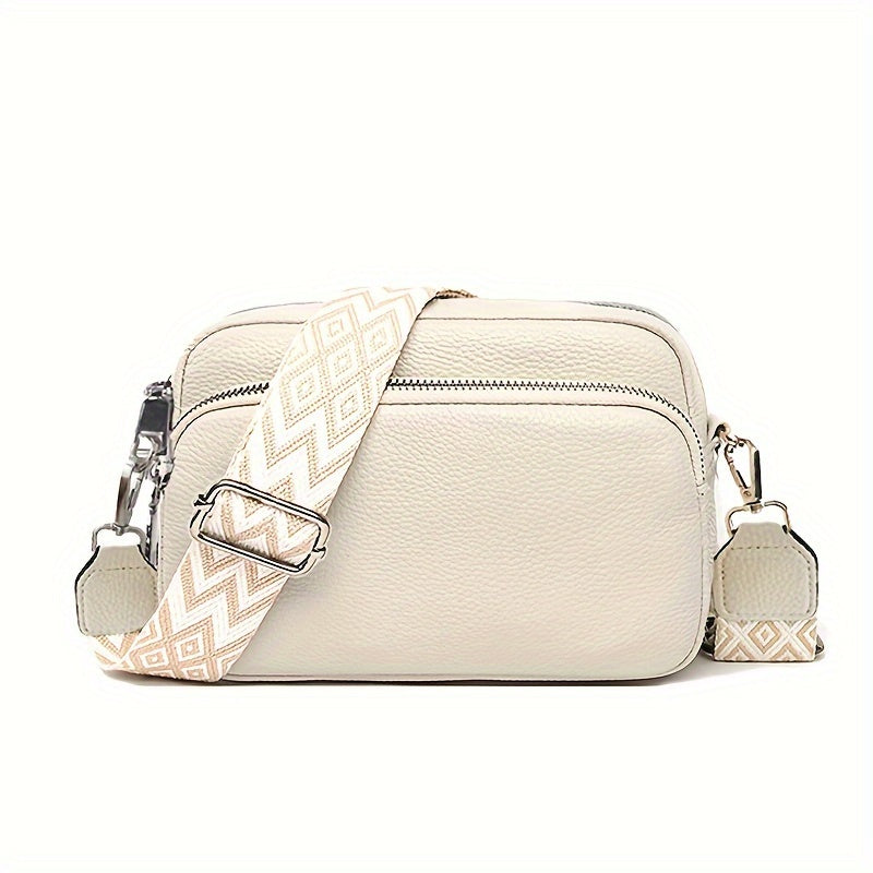 Women's Solid Color PU Shoulder Bag Crossbody Purse with Adjustable Strap