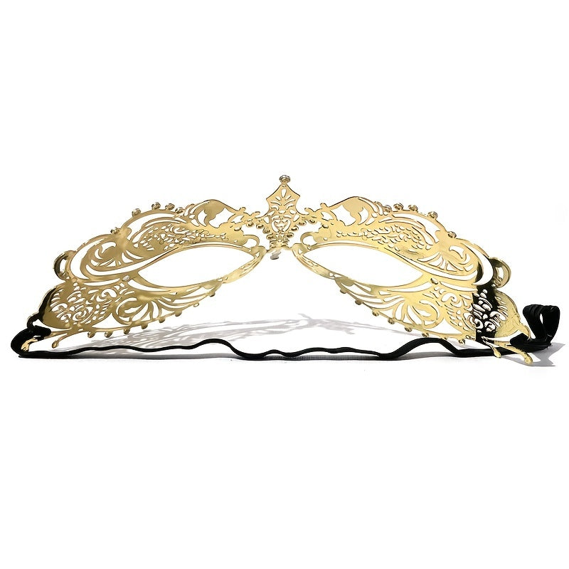 Golden Metallic Half Face Masquerade Mask for Carnival Parties and Cosplay