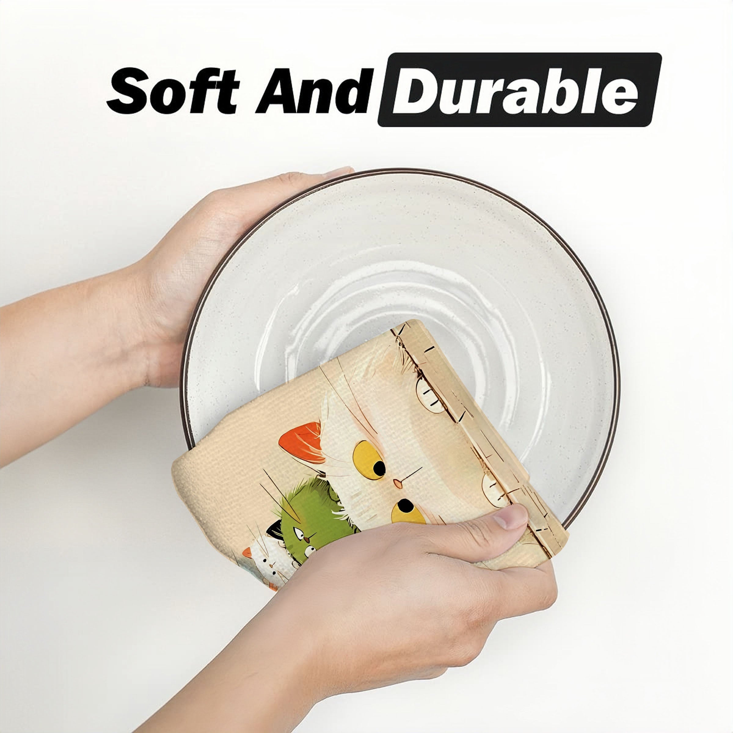 Set of 2 Microfiber Kitchen Towels for Drying Hands and Dishes, Soft and Absorbent