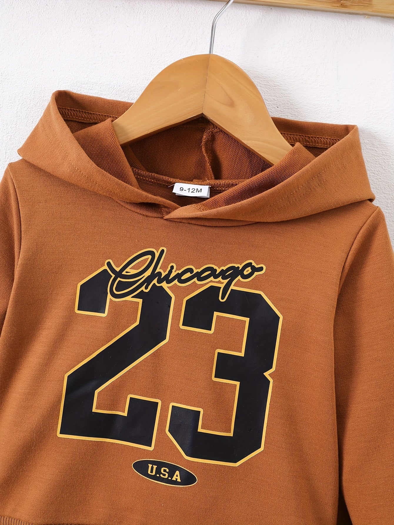 Baby Boy Hoodie Set with Chicago 23 Print Long Sleeve Sweatshirt and Pants for Fall Winter Outdoor Play