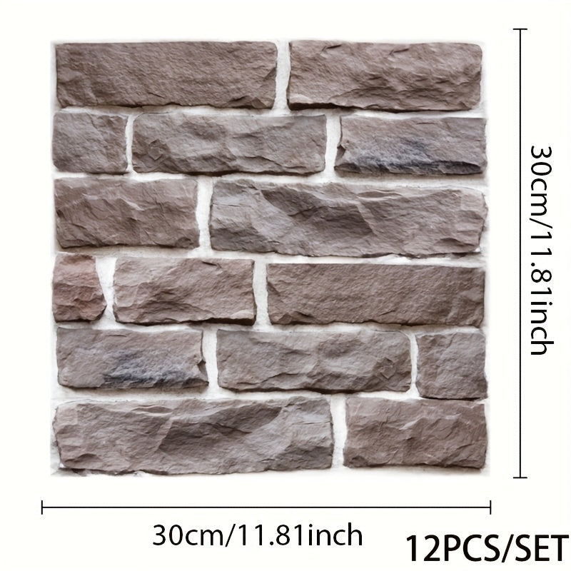 12 o'z-o'zini yopishtiradigan 3D devor paneli plitkalar, yashash xonasi va hammom uchun bezak, yaltiroq, suv o'tkazmaydigan