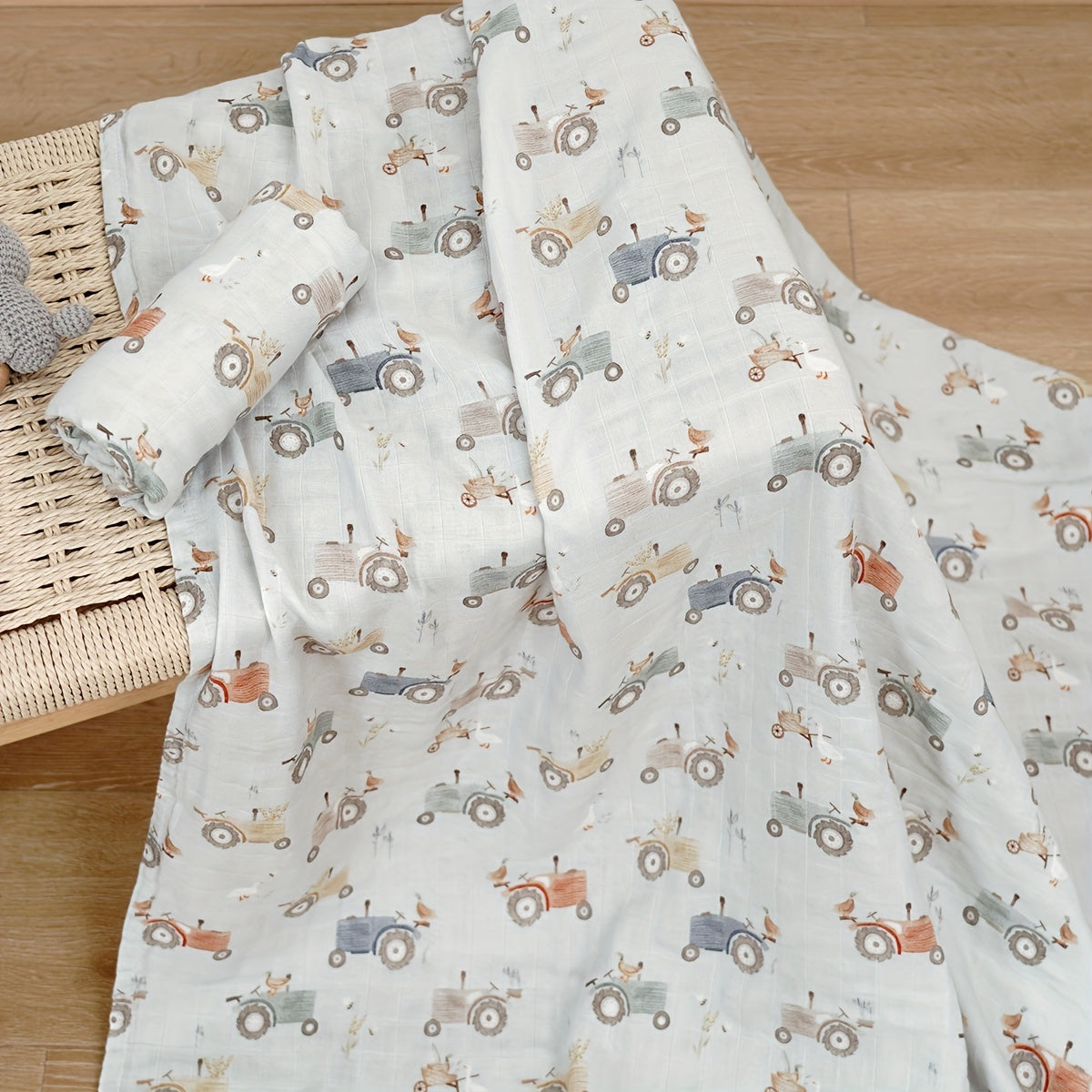 Baby Bamboo Cotton Blanket with Muslin Swaddle Wrap 119x109cm