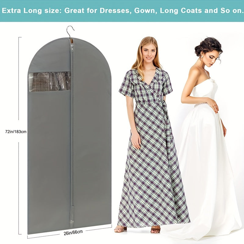 Gray Foldable Non-Woven Garment Bag with Zipper for Travel and Closet Storage